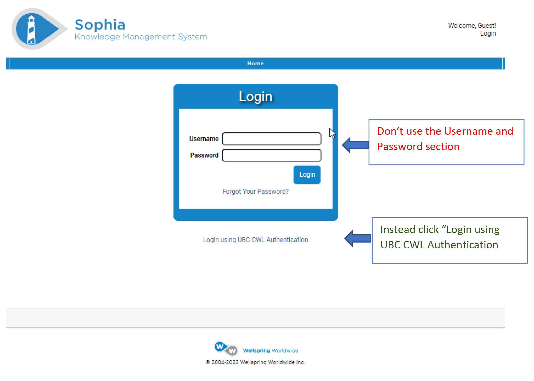 Click "Login using UBC CWL Authentication"